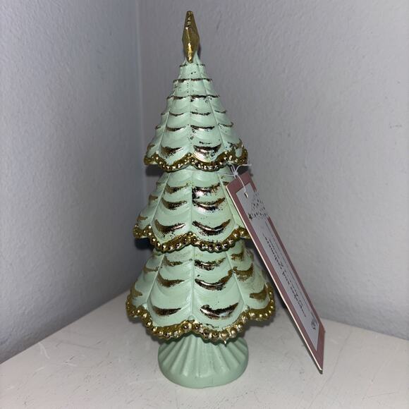 Cupcakes and Cashmere Green and Gold Glittery Christmas Tree Decor Mini Small 5" - Picture 4 of 4